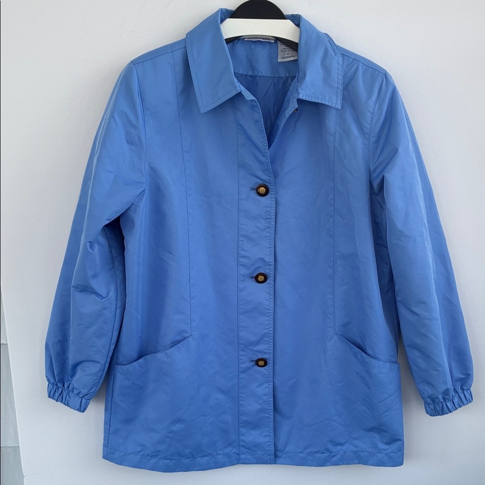 Blair Women's Light Blue Windbreaker Raincoat Jacket Medium
